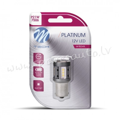 LB861W-01B - Blister M-TECH Platinum LB861W-01B - 1156 BA15s P21W. 15x3030SMD LED. 12-24V CANBUS. Wh Rīga - foto 1