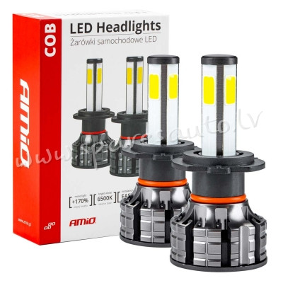 2844 - H7 LED  AMIO Headlight COB 4Side Series H7 2pcs/set - Spuldzite Led - UNSORTED LED SET Рига - изображение 1