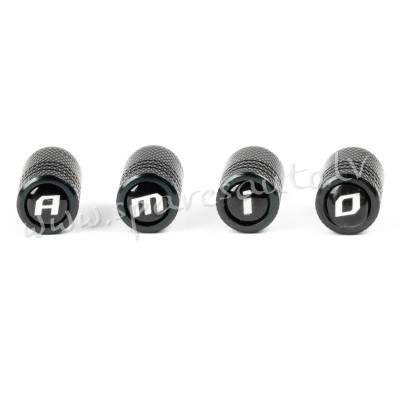 3277 - Alumīnija uzgriežņi ventilim AMiO, melni, 4 gab. aluminium valve caps black 4 pcs  DKK - Akse Rīga - foto 1