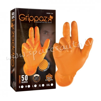GLV-GRP-O-XXL - Grippaz Nitrile Fishscale 240mm 6mil 50pcs/box Orange Size 11 XXL - Cimdi - UNSORTED Рига - изображение 1