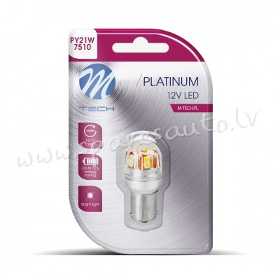LB832Y-01B - Blister M-TECH Platinum LB832Y-01B - PY21W. 12-24V 15x2835SMD. CANBUS. Amber - Gaismas  Rīga - foto 1