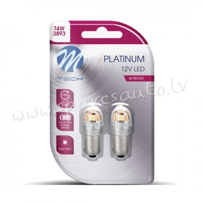 LB837W-02B - Blister M-TECH Platinum LB837W-02B - BA9s T4W. 12-24V 5x2835SMD 1W Lumileds LEDS. White Rīga - foto 1