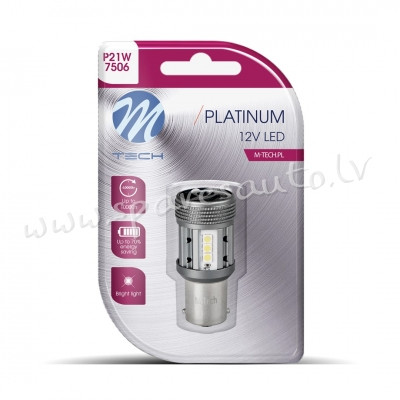 LB851W-01B - Blister M-TECH Platinum LB851W-01B - 1156 P21W. 12-24V 1x Dioda LED 12x3030SMD. CANBUS. Rīga - foto 1