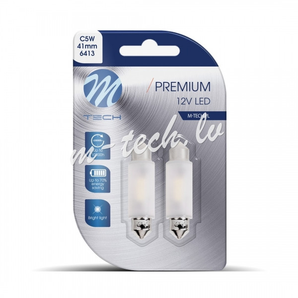 LB363W - Blister M-TECH Premium LB363W - C5W 41mm. 12V 2xSMD2835. CANBUS. White Rīga - foto 1