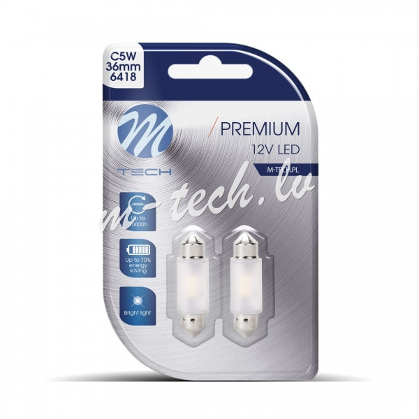 LB361W - Blister M-TECH Premium LB361W - C5W 36mm. 12V 2xSMD2835. CANBUS. White Рига - изображение 1