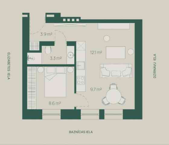 Премиум-класс 2-комнатная квартира в историческом центре Риги  ул. Baznīcas 5, дом Рига