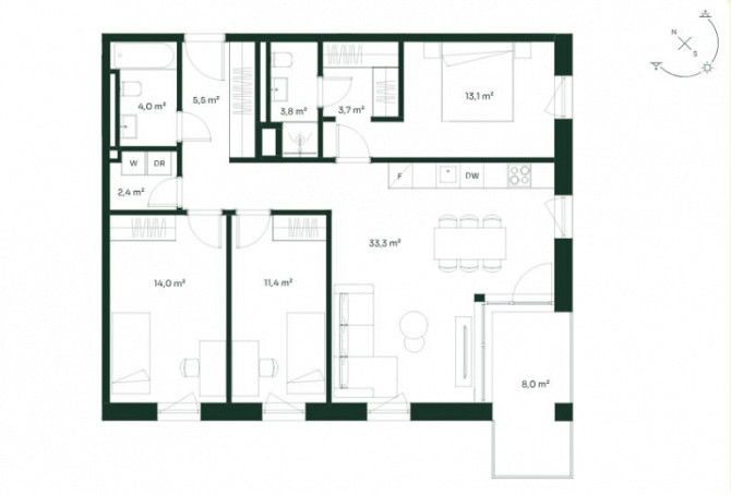 Mūsdienīgs un līdz detaļām pārdomāts 4-istabu dzīvoklis Vītolu ielā 2  vieta kur daba un Rīga - foto 8