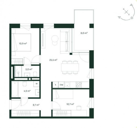 Современная и продуманная до мелочей 3-комнатная квартира на улице Витолу 2 Рига - изображение 8