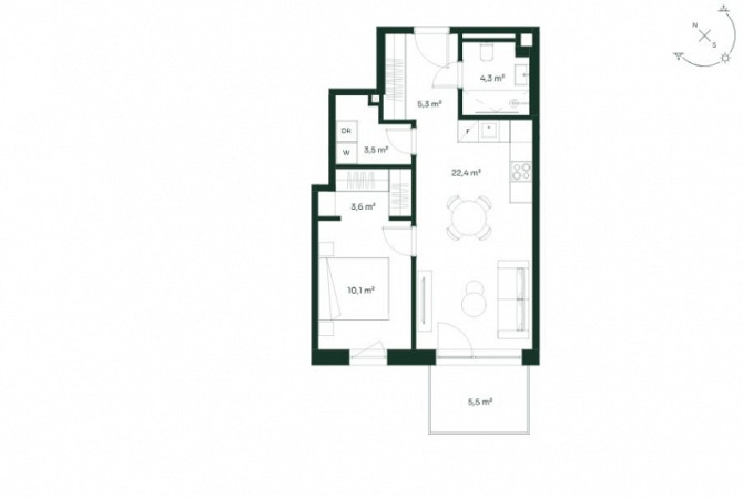 Современная и продуманная до мелочей 2-комнатная квартира на улице Витолу 2 Рига - изображение 9