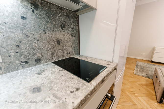 Mēbelēts Studio dzīvoklis Rīgas Centrā  Dzīvoklis ietver dzīvojamo istabu, kas apvienota ar Rīga - foto 5