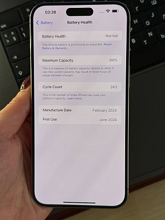IPhone 15 Pro Max, 256 GB, Natural Titanium. Всё работает отлично: Face ID, камеры, динамики, ... Рига - изображение 5