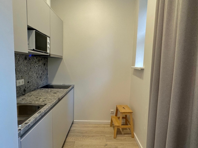 Mēbelēts Studio dzīvoklis Klusajā Centrā ar augstiem griestiem.  Tas atrodās restaurētā Rīga - foto 4