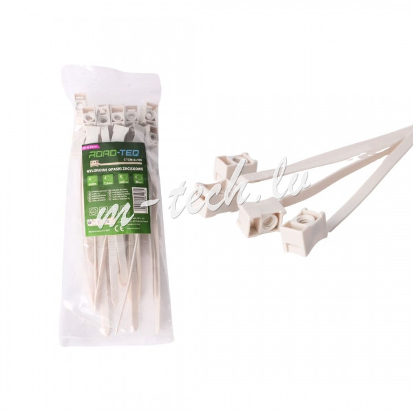 CTGM-8X165 - ROAD-TEQ Quick-Mount Nylon Cable Ties. size: 7.5x165mm 20 pcs. gray Рига - изображение 1