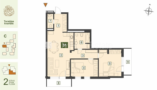 Projekts - Turaidas Kvartāls, jaunceltne, labiekārtots apzaļumots pagalms, slēgts pagalms, Jūrmala - foto 19