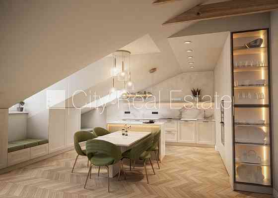 Проект - Kalpaka Residence, фасадный дом, закрытый двор, вход с улицы, мансарда, лифт, Rīga