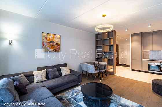 Новостройка, благоустроенный озеленённый двор, вход со двора, во дворе детская Rīga