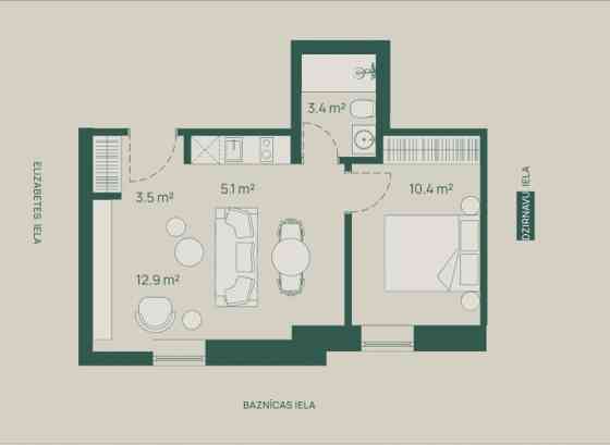 Элегантная квартира в доме Шефеля, ул. Базницас 5.  Квартира продаётся с белой Rīga