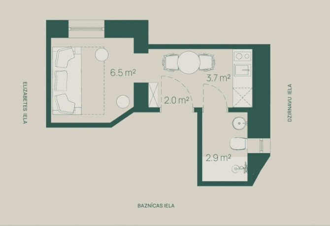 Elegants studio dzīvoklis 