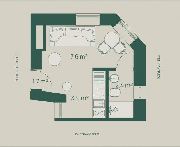 Elegants studio dzīvoklis 