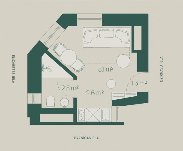 Elegants studio dzīvoklis 