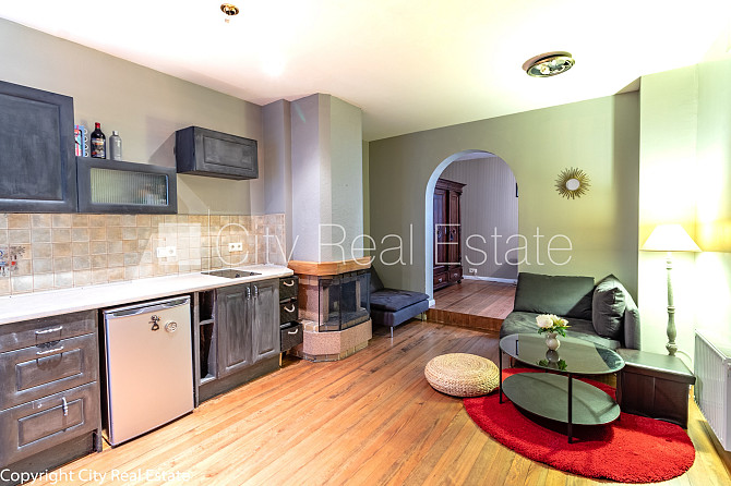 Fasādes māja, ieeja no ielas, logi vērsti mājas abās pusēs, studio tipa, virtuve apvienota ar Rīga - foto 5