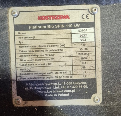 Pārdodu lietotu (4 sezonas) granulu apkures katlu KOSTRZEWA Bio Spin 110 kW (bez oriģināla... Rīga - foto 2