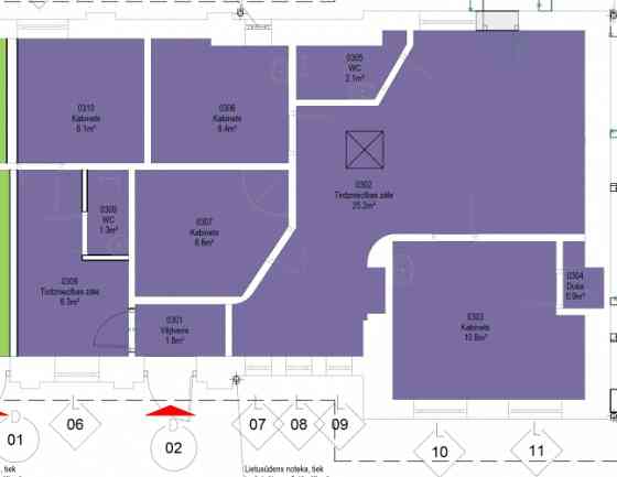 Аренда коммерческого помещения на 1-м этаже фасадного здания в Югле. Rīga