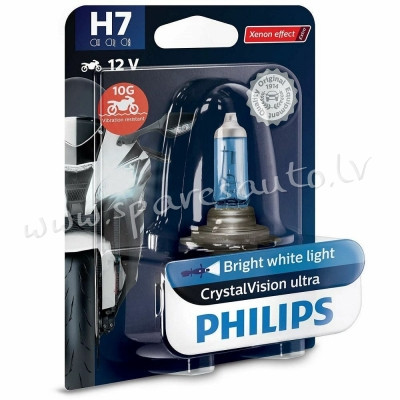 PH 12972CVUBW - Philips H7 CrystalVision ultra Moto 12V55 PX26d BW - Spuldzite - UNSORTED HALOGĒNA S Rīga - foto 1