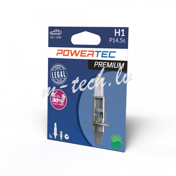 PTPZ01-01B - Żarówka halogenowa POWERTEC PREMIUM H1 12V 55W P14.5s Рига - изображение 1
