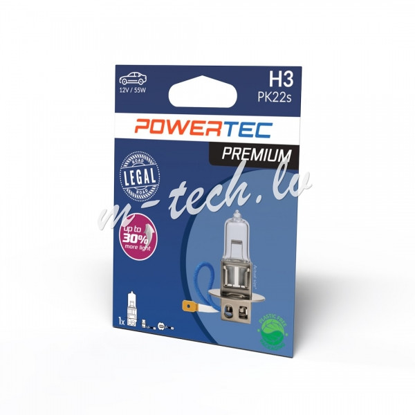 PTPZ03-01B - Żarówka halogenowa POWERTEC PREMIUM H3 12V 55W PK22s Рига - изображение 1