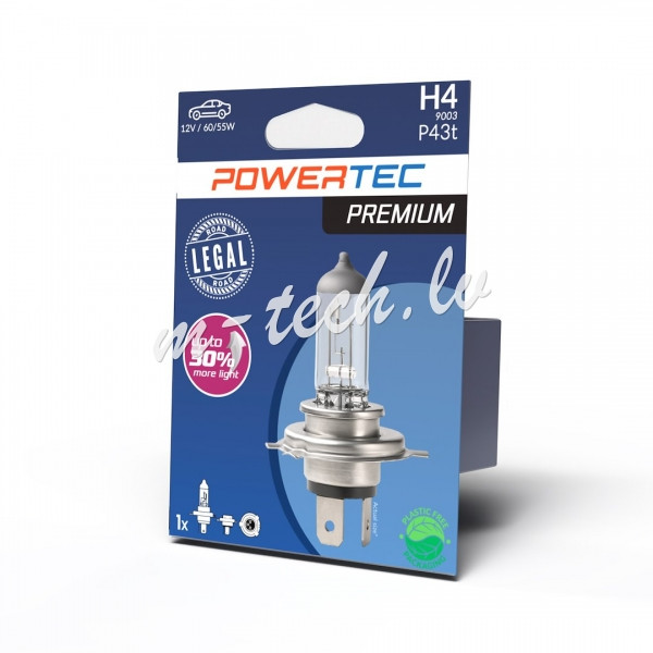 PTPZ04-01B - Żarówka halogenowa POWERTEC PREMIUM H4 9003 HB2 12V 60/55W P43t Рига - изображение 1