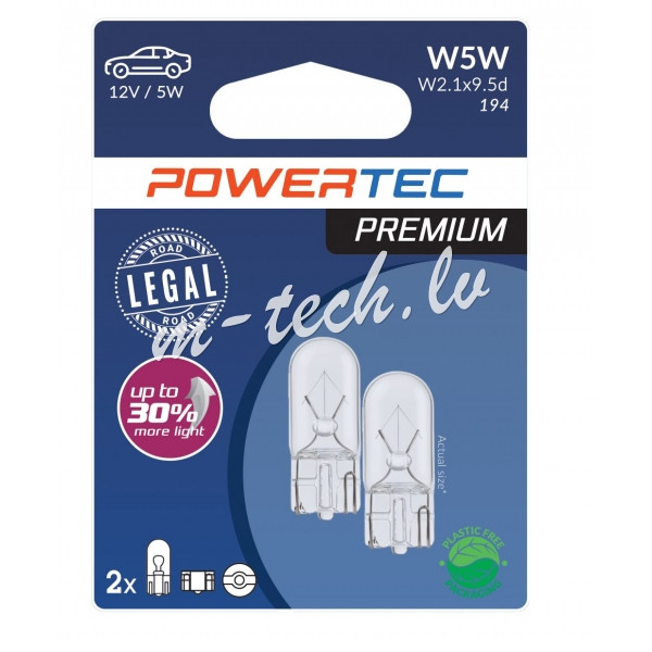 PTPZ12-02B - Żarówka POWERTEC PREMIUM W5W T10 12V 5W W2.1x9.5d Рига - изображение 1
