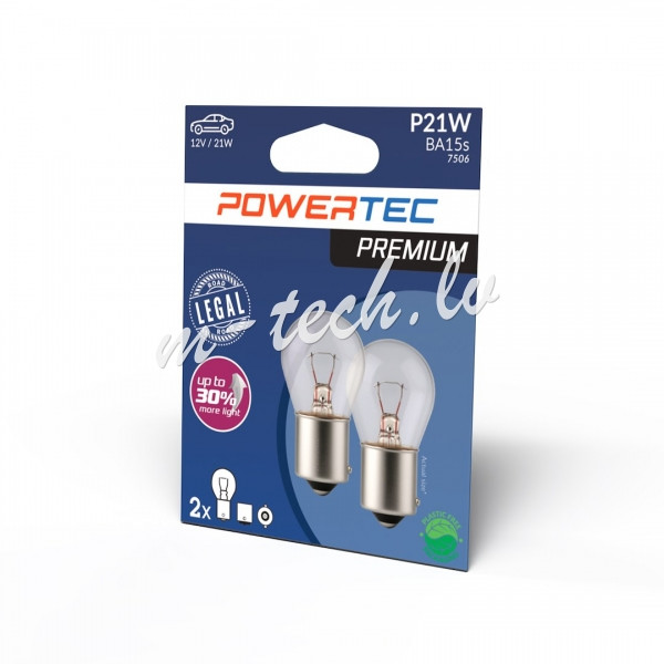PTPZ14-02B - Żarówka POWERTEC PREMIUM P21W 1156 S25 12V 21W BA15s Рига - изображение 1