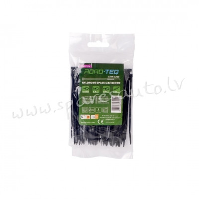 CTB-3X100 - Savilcēji, kabeļu skavas ROAD-TEQ Nylon Cable Ties. size: 2.5x100mm. 100 pcs. black. - K Рига - изображение 1