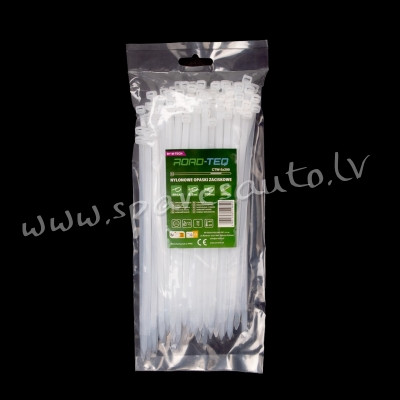 CTW-5X200 - ROAD-TEQ Nylon Cable Ties. size: 4.8x200mm. 100 pcs. white.  Savilcēji, kabeļu skavas -  Рига - изображение 1
