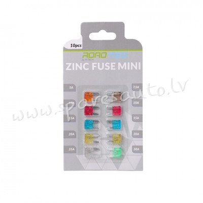 PFS004 - drošinātāju komplekts PFS004 - ZINC FUSE MINI BLISTER CARD PACKING 10 PCS (5A. 7.5A. 10A x2 Rīga - foto 1