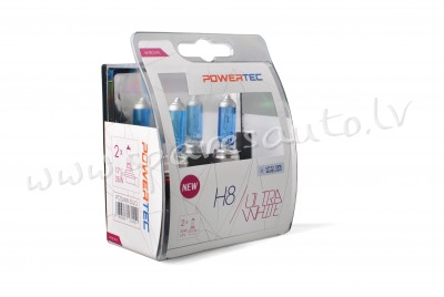 PTZUW8-DUO - H8 POWERTEC UltraWhite H8 bulb 12V DUO - Spuldzite Powertec Komplekts - UNSORTED HALOGĒ Rīga - foto 1