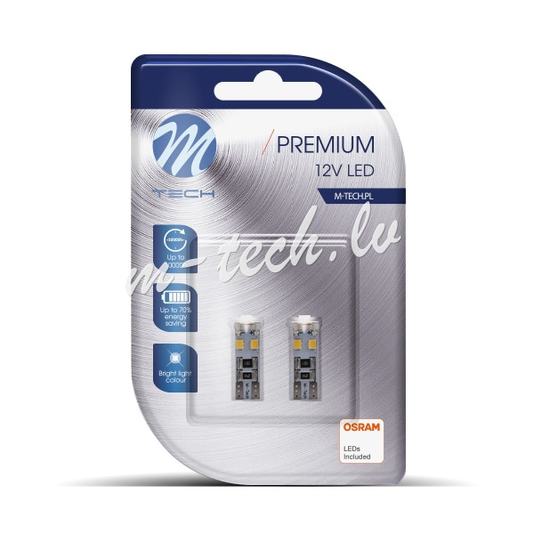 LB312W - Blister M-TECH Premium LB312W - W5W. 12V 8xSMD2835 LED. CANBUS. White Rīga - foto 1