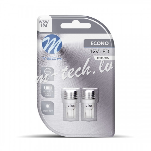 LB015W - Blister 2x M-TECH Econo LB015W - W5W. 1W HP. 12V. White Rīga - foto 1