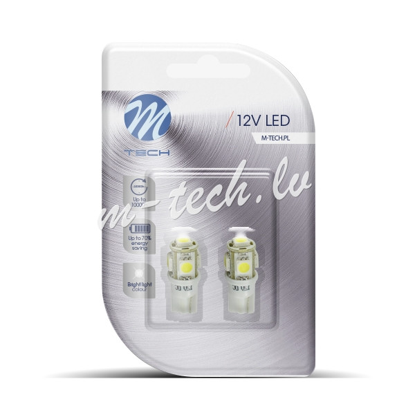 LB054W - Blister 2x M-TECH Econo LB054W - W5W. 5xSMD5050. 12V. White Rīga - foto 1