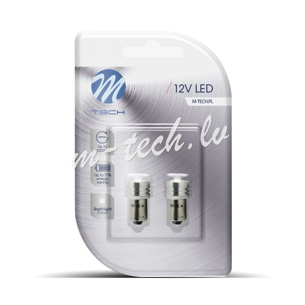 LB016W - Blister 2x M-TECH Econo LB016W - BA9s. 1x HP. 12V. White Rīga - foto 1