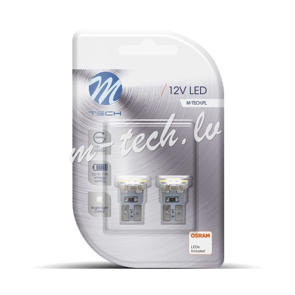 LB079W - Blister 2x M-TECH Econo LB079W - W5W. 6xSMD2835. 12V. White Rīga - foto 1