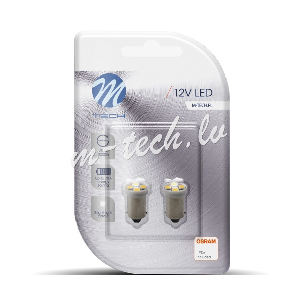 LB009W - Blister 2x M-TECH Econo LB009W - BA9s. 4xSMD2835. 12V.  White Rīga - foto 1