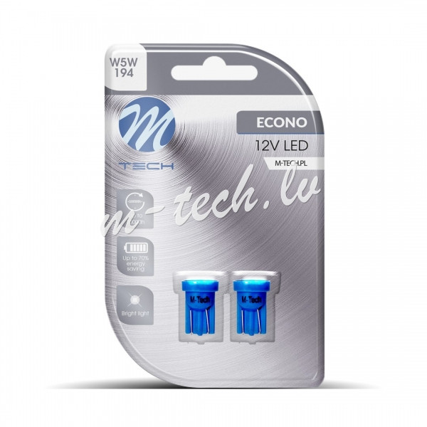 LB017B - Blister 2x M-TECH Econo LB017W - W5W. 4xSMD3528. 12V. Blue Rīga - foto 1