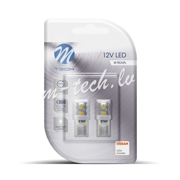 LB018W - Blister 2x M-TECH Econo LB018W - W5W. 9xSMD2835. 12V. White Rīga - foto 1