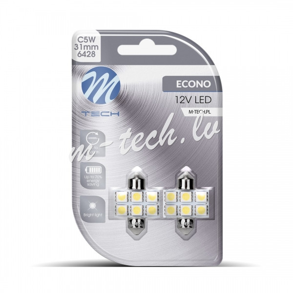 LB027W - Blister 2x M-TECH Econo LB027W - C5W 31mm. 6xSMD5050. 12V. White Rīga - foto 1