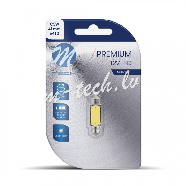 LB080W-01B - Blister M-TECH Premium LB080W-01B - C5W 36mm. 12V 1x1.5W HP LED.  White Rīga - foto 1