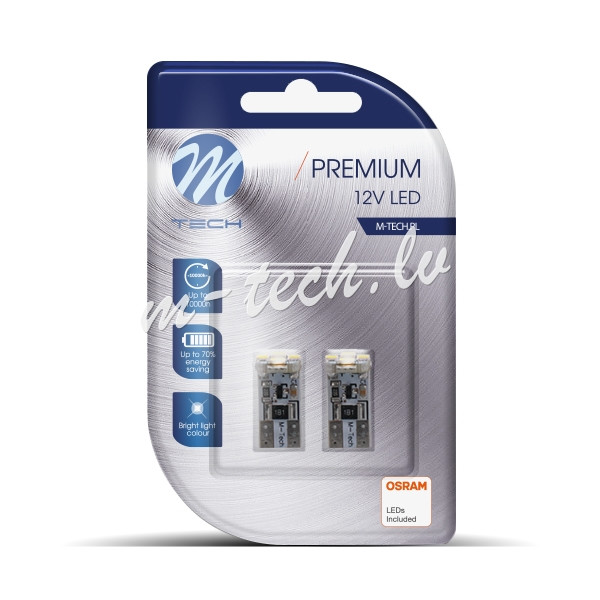 LB329W - Blister M-TECH Premium LB329W - W5W. 12V 4xSMD2835 LED. CANBUS. White Rīga - foto 1