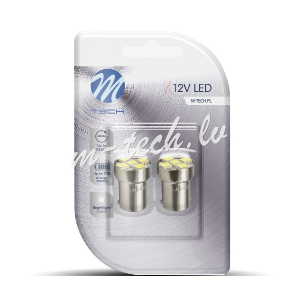 LB075W - Blister 2x M-TECH Econo LB075W - BA15s G18. 5xSMD5050. 12V. White Rīga - foto 1