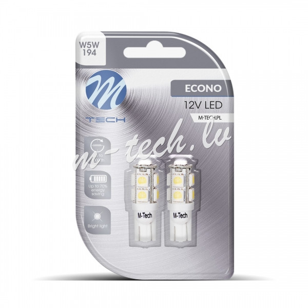 LB058W - Blister 2x M-TECH Econo LB058W - W5W. 9xSMD5050. 12V. White Rīga - foto 1